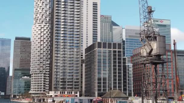 Canary Wharf Uno Los Dos Principales Distritos Negocios Londres Disparo — Vídeo de stock
