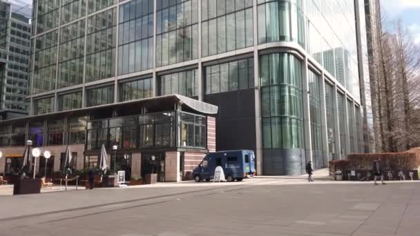 Canary Wharf Jest Jedną Dwóch Głównych Dzielnic Biznesowych Londynie Strzelają — Wideo stockowe