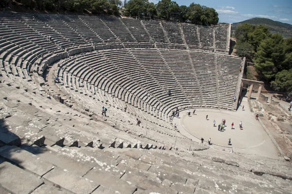 Zabytkowy Starożytny Teatr Epidaurus Półwyspie Argolidzkim Grecja — Zdjęcie stockowe