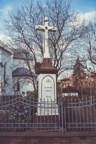 Laziska Gorne Poland Mar 2021 Cross Church Our Lady Queen — Stock Photo, Image