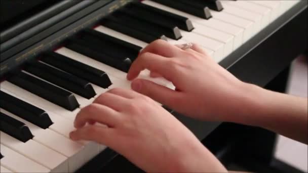 Woman Hands Playing Piano Keys — Stock Video