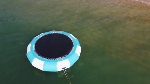 Aerial View Inflatable Swimming Island Gulf Thailand — стокове відео