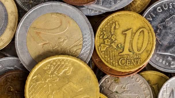 Monedas Rublos Rusos Moneda Unión Europea — Vídeos de Stock