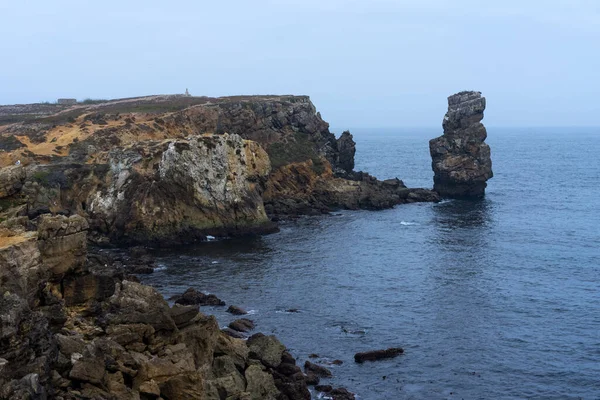 Uma Paisagem Calma Com Penhascos Acidentados Capa Carvoeiro Costa Atlântica — Fotografia de Stock