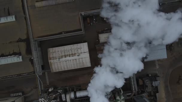 Top View Thick Smoke Plumes Industrial Plant — Stock Video