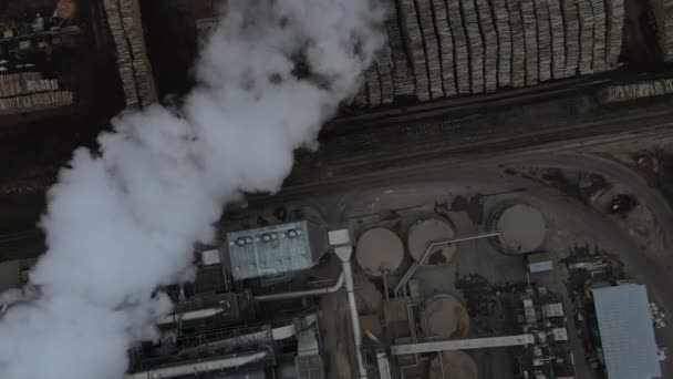 Top View Thick Smoke Plumes Industrial Plant — Stok video