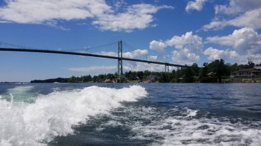 A breathtaking view of Thousand Islands Bridge across St. Lawrence River clipart