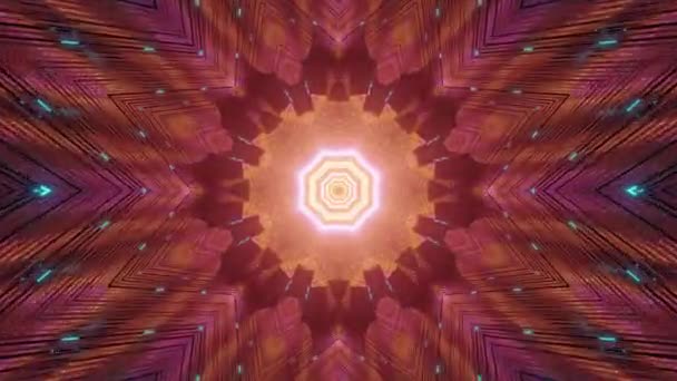 Illustration Geometric Shapes Glowing Lights Kaleidoscope Pattern — Stock Video