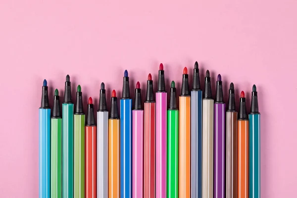 Colored Markers Caps Isolated Pink Background — Stock Photo, Image