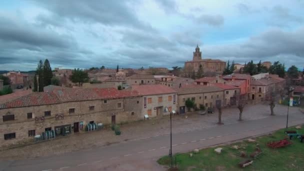 Rendering Small Old Town Cathedral Cloudy Sky Background — Stok Video