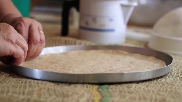 Beautiful Shot Process Preparing Homemade Pizza Dough — Stok video