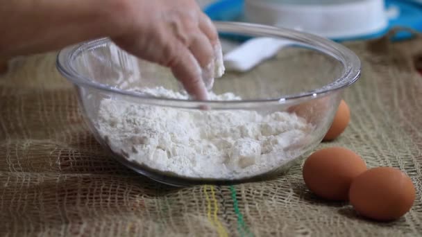 Beautiful Shot Process Preparing Homemade Pizza Dough — Αρχείο Βίντεο
