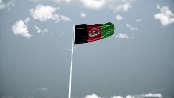 空を背景に風になびくアフガニスタンの国旗 — ストック動画