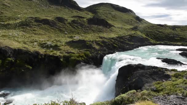 Salto Grande Cachoeira Parque Nacional Torres Del Paine Patagônia Chile — Vídeo de Stock