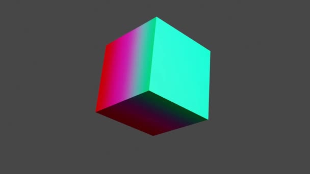 Rendering Cube Isoalted Gray Background — Stok video