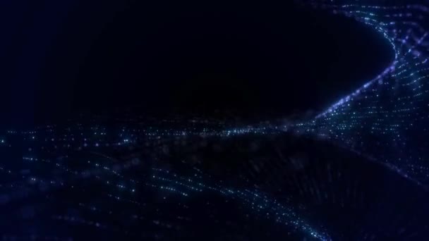 Karanlık Uzayda Işıklandırılmış Noktaları Olan Geleceksel Arkaplan — Stok video