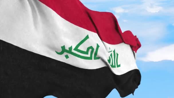 Flagge Des Irak Flattert Wind Himmel — Stockvideo