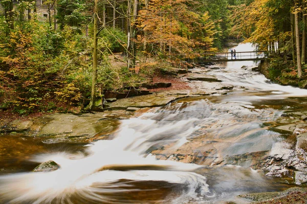 Herbst Blick Auf Mumlava Fluss Und Wasserfälle Der Nähe Von — Stockfoto