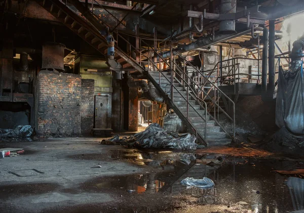 Interior Uma Fábrica Abandonada — Fotografia de Stock