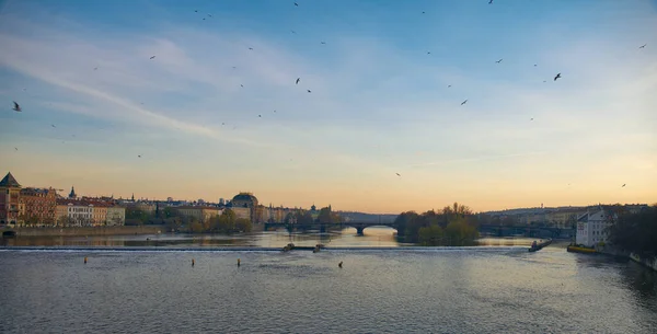 Panorama Veduta Del Centro Storico Praga Intorno Fiume Moldava — Foto Stock