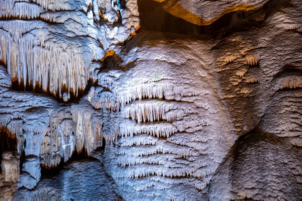 Close Enchanting Mysterious Dripstones Gilindir Cave Aydnck Mersin Turkey — Stock Photo, Image