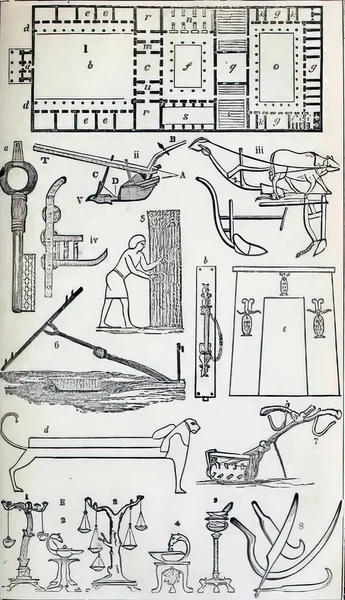 Ilustracja Różnych Przedmiotów Używanych Czasach Starożytnych — Zdjęcie stockowe