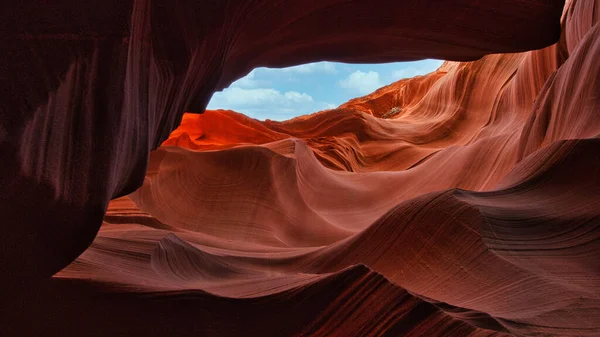 Malebný Záběr Pískovců Antelope Canyonu — Stock fotografie