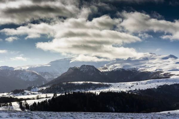 Krajina Zimě Sancy Massif Auvergne Rhone Alpes — Stock fotografie