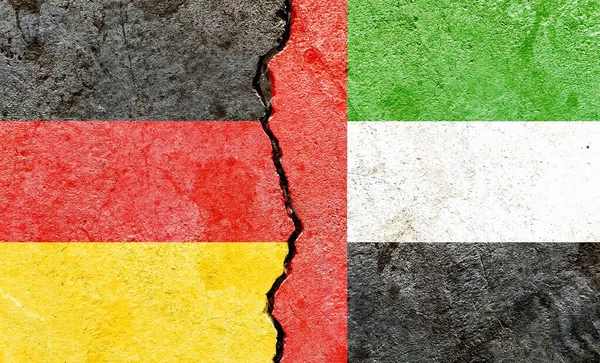 Flags Germany Uae Isolated Cracked Wall Background — Stock Photo, Image