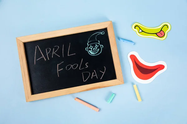 Överblick Över April Fools Day Text Skriven Svarta Tavlan Med — Stockfoto