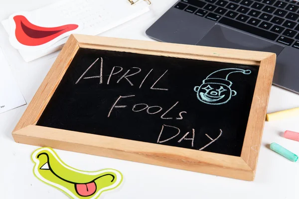 Ένα Κοντινό Πλάνο Του April Fools Day Γραμμένο Ένα Μικρό — Φωτογραφία Αρχείου