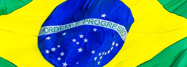 Primer Plano Bandera Ondeante Brasil — Foto de Stock