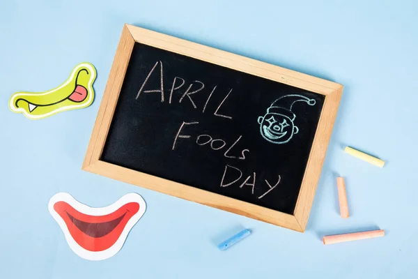 Överblick Över April Fools Day Text Skriven Svarta Tavlan Med — Stockfoto