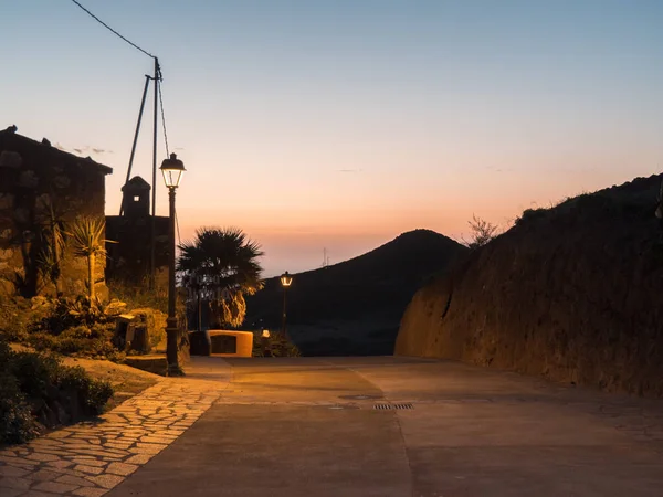 Calle Con Lámpara Atardecer Tenerife España —  Fotos de Stock