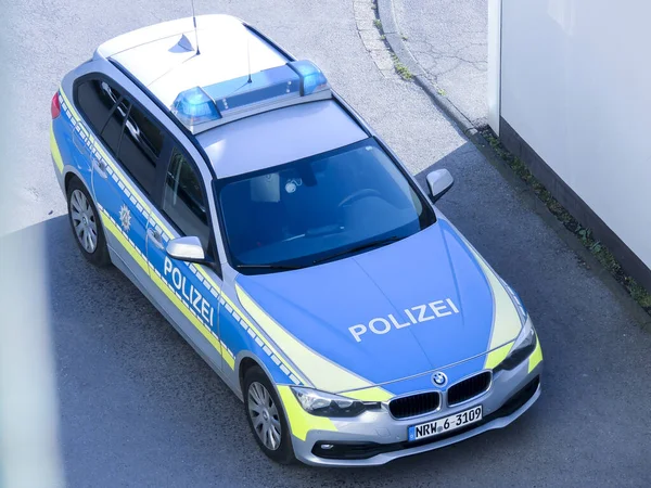 Dortmund Germany Apr 2021 German Standing Police Car Photographed Colors — Stock Photo, Image