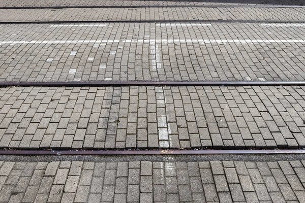 Closeup View Sidewalk Tram Lines — Stock Photo, Image