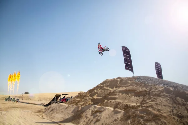 Dubai United Arab Emirates Ιανουάριος 2021 Motocross Freestyle Αναβάτες Και — Φωτογραφία Αρχείου