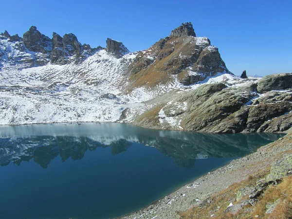 Wildsee Devant Pizol Dans Les Alpes Glaris Saint Gall Suisse — Photo