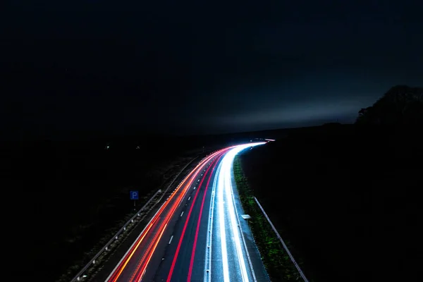 Lunga Esposizione Automobili Che Passano Weymouth Relief Road Weymouth Dorset — Foto Stock