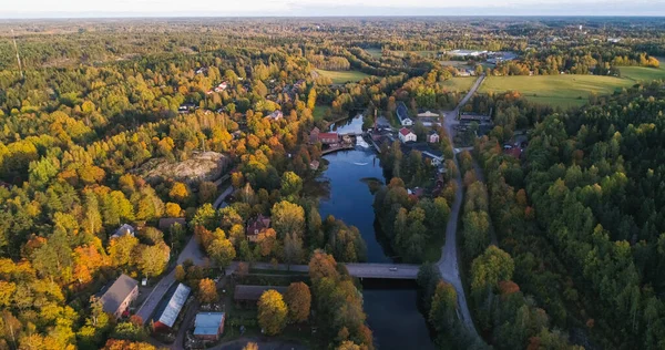 Billnas Acerías Vista Aérea Con Vistas Río Mustionjoki Pinjainen Viejo —  Fotos de Stock