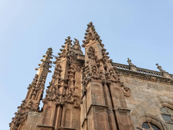 Χαμηλή Γωνία Του Καθεδρικού Ναού Της Σαλαμάνκα Περιοχή Castilla Leon — Φωτογραφία Αρχείου