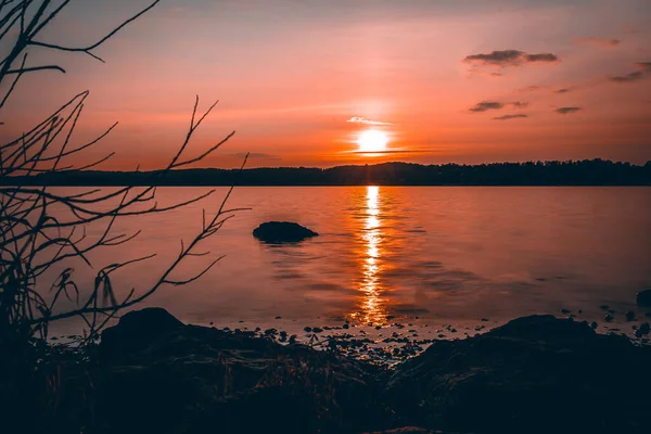 Тут Можете Побачити Захід Сонця Озері Озеро Старнбергер Поблизу Мюнхена — стокове фото
