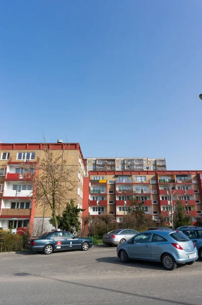 Poznan Polen April 2016 Geparkte Autos Wohnblocks Gebiet Stare Zegrze — Stockfoto