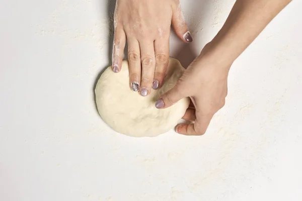 Person Making Dough White Background — Stock Photo, Image