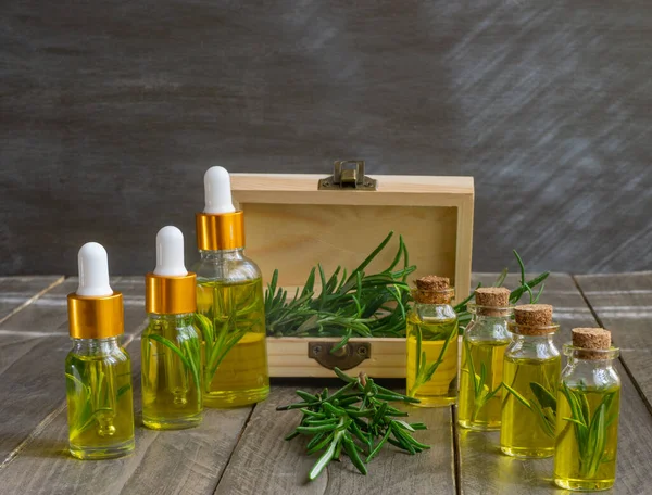 Aceites Esenciales Romero Para Tratamiento Piel Homeopatía Salud Belleza — Foto de Stock