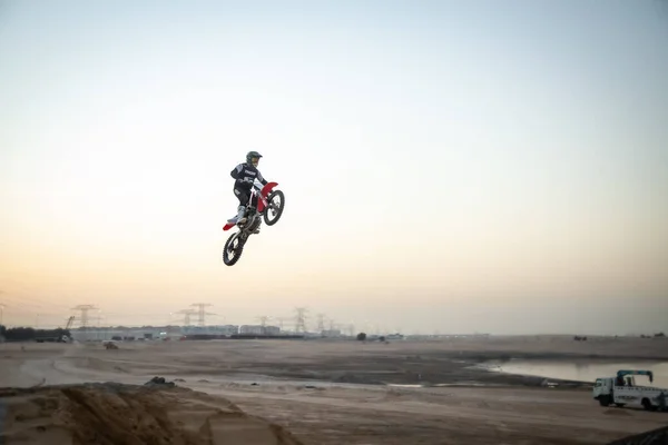 Dubai Emirati Arabi Uniti Gennaio 2021 Motocross Freestyle Moto Nel — Foto Stock