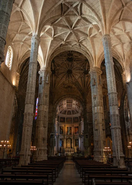 Una Hermosa Vista Interior Vertical Del Monasterio Jerónimos Santa Maria — Foto de Stock
