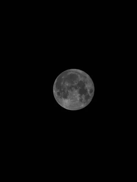 Vertical Shot Beautiful Gray Moon Black Sky — Stock Photo, Image