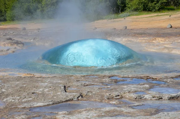 Primo Piano Geyser Strokkur Islanda Perfetto Sfondo — Foto Stock