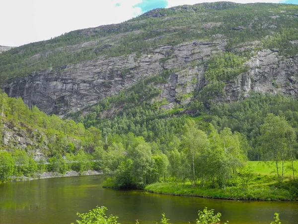 Eine Landschaft Aus Grünen Bergen Und Einem See — Stockfoto